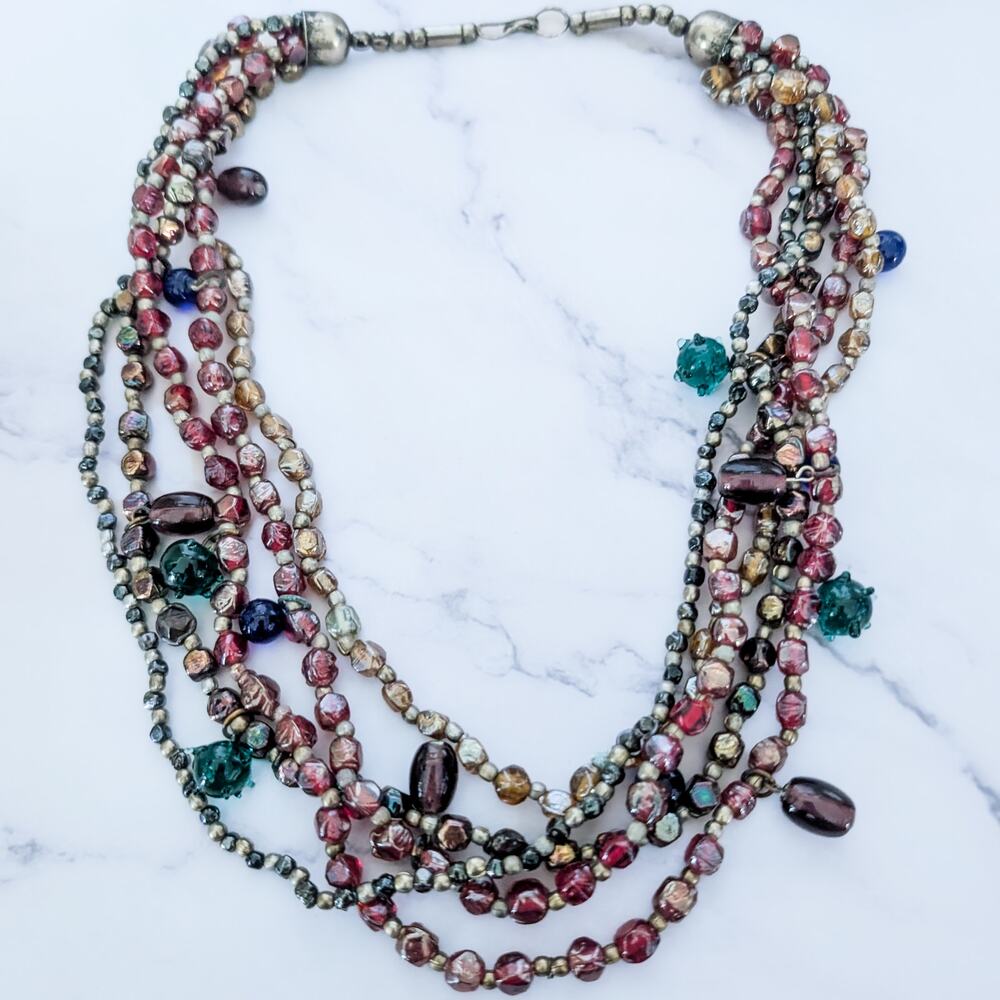 Vintage Necklace Multi Strand Statement Necklace - Picture 2 of 8